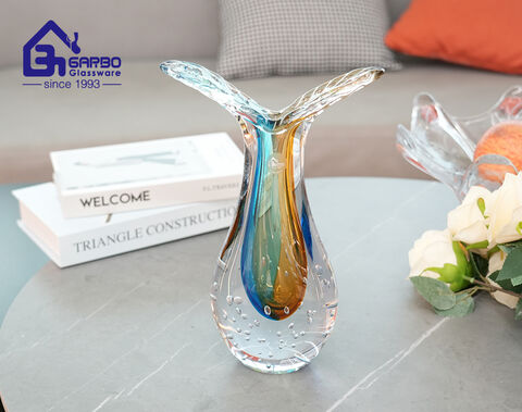 Exquisite Design Flower Holder Table Decoration Color Glaze Glass Vase