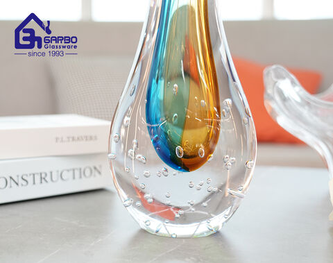 Exquisite Design Flower Holder Table Decoration Color Glaze Glass Vase