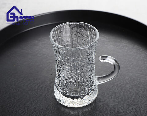 Tazza da tè in vetro turco con design a martello da 100 ml con manico a coda