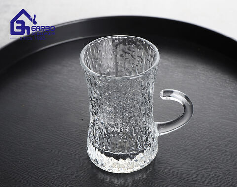 100ml new hammer design Turkish glass tea cup with tail handle