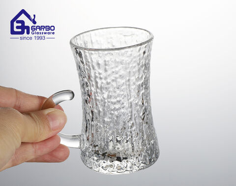 100 ml neue türkische Glas-Teetasse im Hammer-Design mit Schwanzgriff