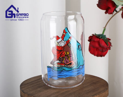 High-end borosilicate glass cup with Christmas design