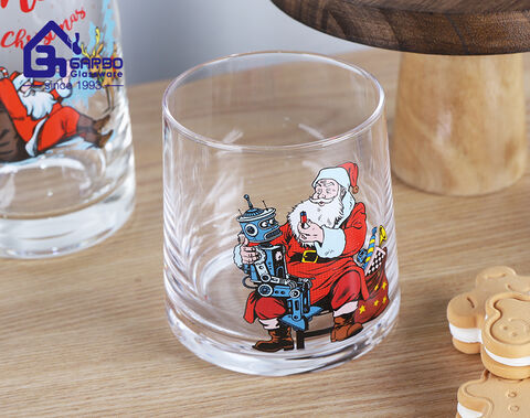 High-end borosilicate glass cup with decal and heat resistance