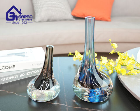 Color Glaze High-end Flower Vase Europe Style Blue Glass Vase