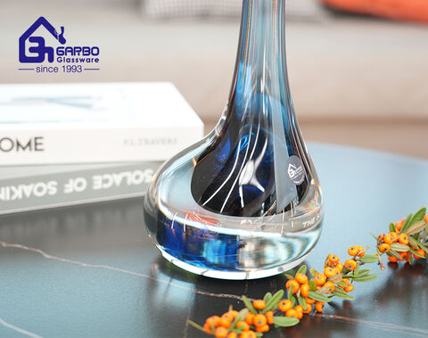 Farbglasur, hochwertige Blumenvase, blaue Glasvase im europäischen Stil