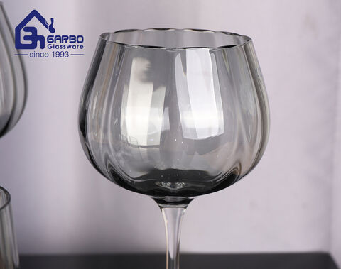 High-quality handmade blown tulip series spraying grey color glass stemware