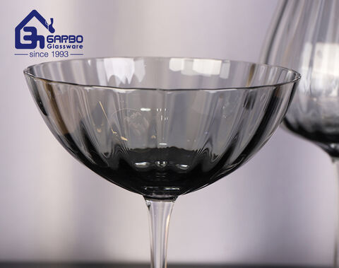 High-quality handmade blown tulip series spraying grey color glass stemware