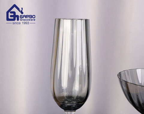 High-quality handmade blown tulip series spraying grey color glass stemware