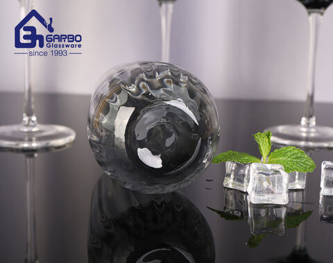 Bicchiere highball Horeca soffiato a mano di alta qualità personalizzato a spruzzo con design a tulipano di colore grigio