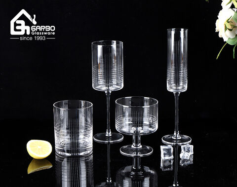 Wholesale Price New Design 180ml Champagne Glass With Handmade Brief Design Engraving 