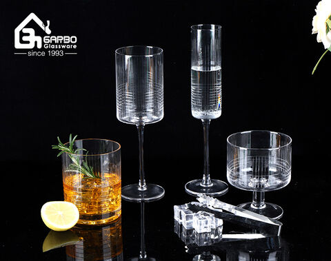 Wholesale 14.5 OZ Carved Design Glass Tumbler MOQ 1000PCS