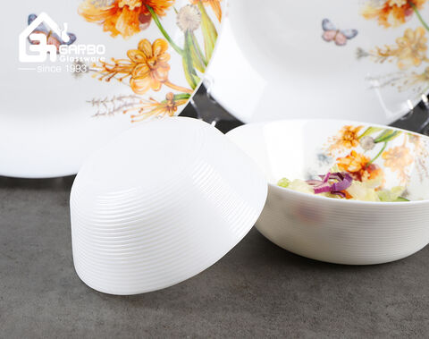 Wholesale glass 6inch white opal glass decorative dinner bowl 