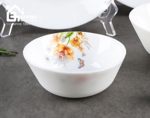 Bol à dîner décoratif en verre opale blanc de 6 pouces, vente en gros