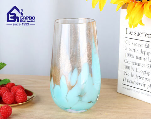 China wholesale supplier 560ml egg shape glass cup with colored