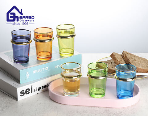 Tasse à thé en verre coloré de vente chaude avec galvanoplastie pour le commerce de gros