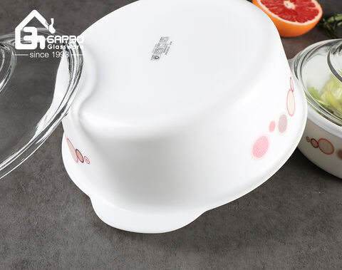 Set 3 pezzi 1L 1.5L 2L Casseruola in vetro opale con coperchio in vetro trasparente