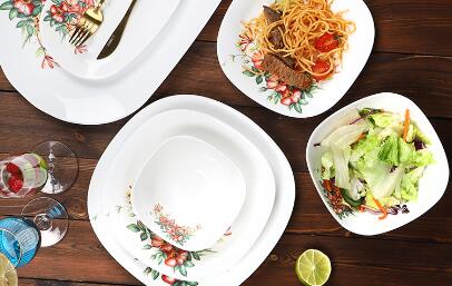 Luxury opal glassware dinnerware set for American and European market