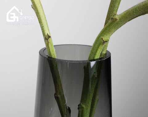 Vase à fleurs en verre fait main de luxe, décor en bois, fournisseur chinois