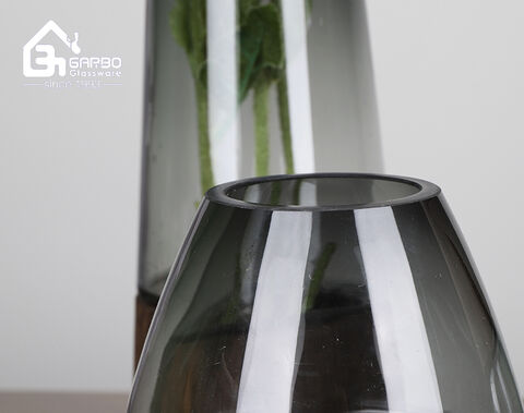 Fábrica de vasos de flores de vidro com decoração de madeira de 3 formatos diferentes