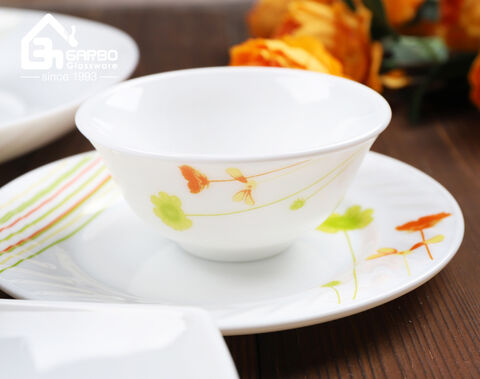 China wholesaler tempered new decal design opal glass dinner set