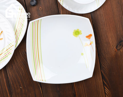 China wholesaler tempered new decal design opal glass dinner set