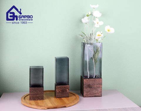 High-end solod color glass vase for flower decoration
