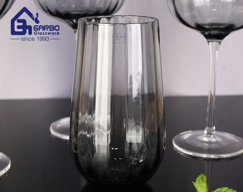 Taza de vidrio sin tallo, taza hecha a mano para bebidas de jugo de color sólido