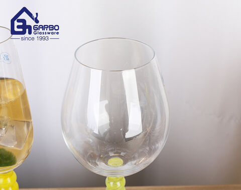 Yellow Color Stem Champagne Glass Handmade Sparkling Glass for Party