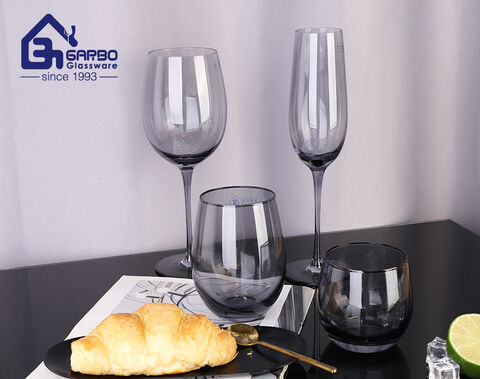 Luxury design egg shape hand made wine glass with color