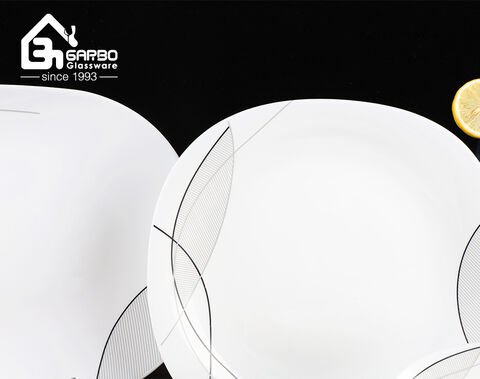 正方形ディナープレート 9.5 インチホワイトオパールガラスフラットサービングプレート食器