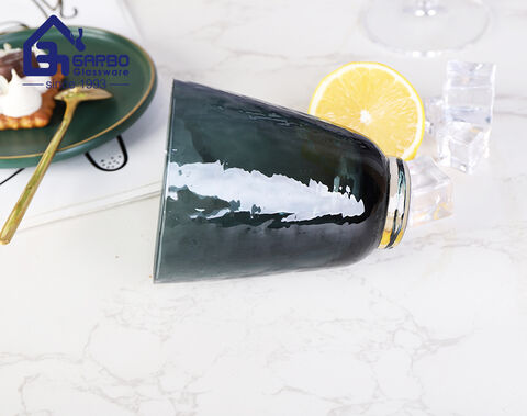Paquete de caja de regalo de copas de vino de vidrio de color sólido gris hecho a mano para uso en fiestas