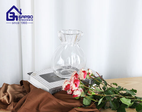Fornitore della fabbrica di vasi di fiori in vetro fatti a mano a forma di borsa di nuovo design
