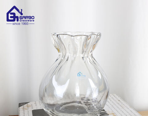 Florero de vidrio soplado con revestimiento iónico elegante de alta gama para uso doméstico