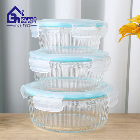 Luxury different size borosilicate glass lunch box with lid