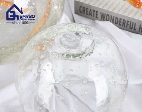 مزهرية زجاجية مضيئة دائرية الشكل مصنوعة يدويًا لديكور المنزل الحديث