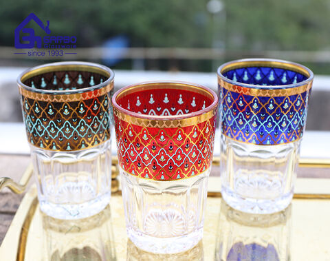 Tasse à thé en verre de style moyen-orient, nouveau design, vente en gros