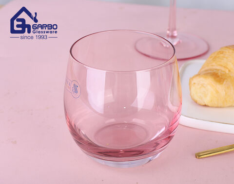 Bicchiere da vino in vetro soffiato fatto a mano da 540 ml con colore spray