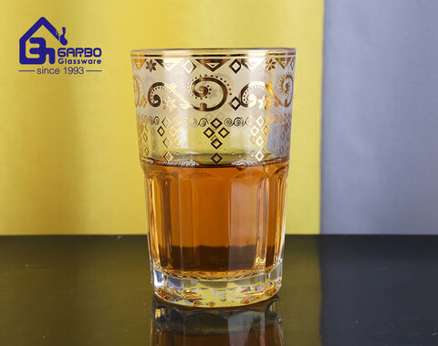 Juego de vasos de té marroquí con juego de tazas de té de vidrio con impresión de calcomanías de 12 piezas