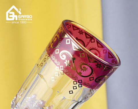 Marokkanisches Teeglas-Set mit Aufkleberdruck, 12-teiliges Teetassen-Set aus Glas