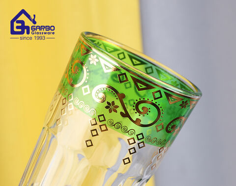 Moroccan Tea Glass Set with Decal Printing Glass Teacup Set of 12PCS