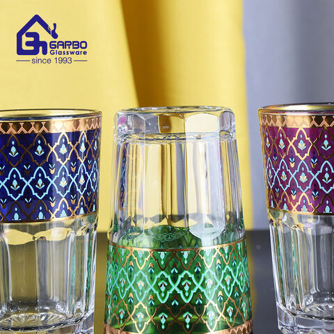 كوب شاي زجاجي عالي الجودة مع ملصق جميل لسوق المغرب