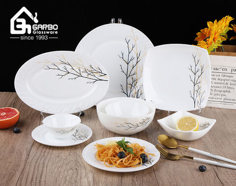 White Opal Glass Dinner Plate for Daily Use