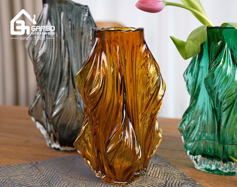 Decorative Green Color Tree Root Design Glass Vases 10.4 Inches Height