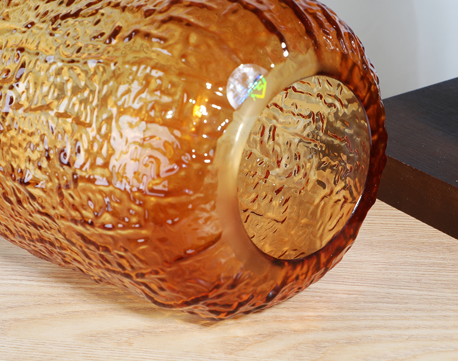 Lantern Shape Glass Vase Amber Spraying Color Handmade Flower Vases
