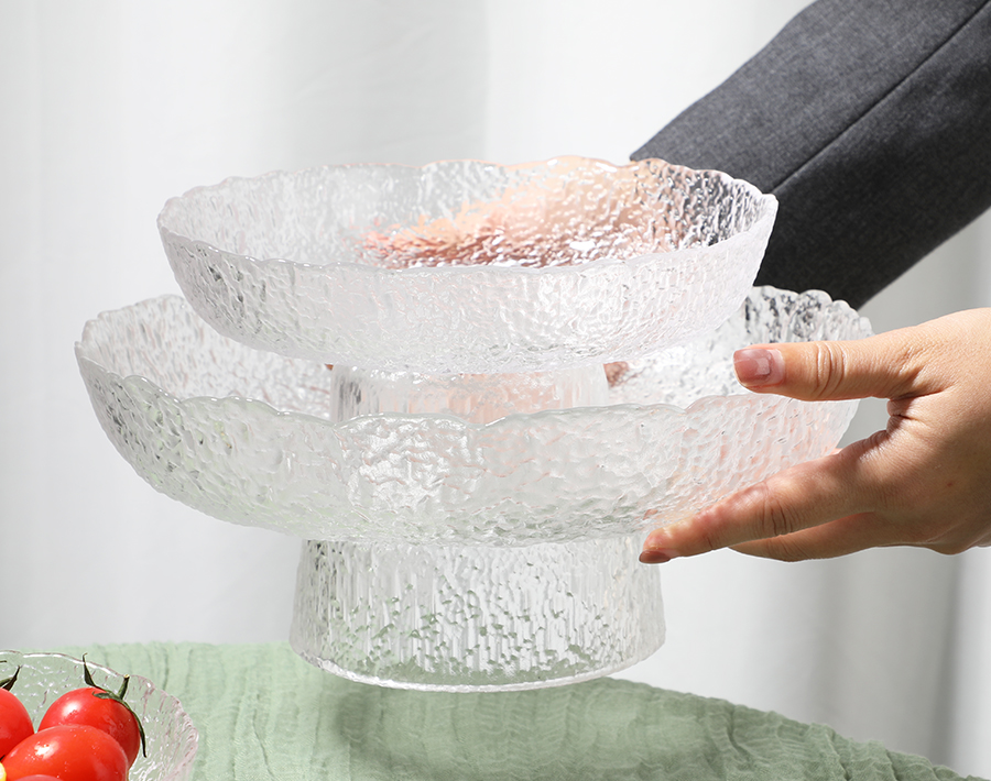 Luxury handmade glass plate with stem unique design gift promotion 
