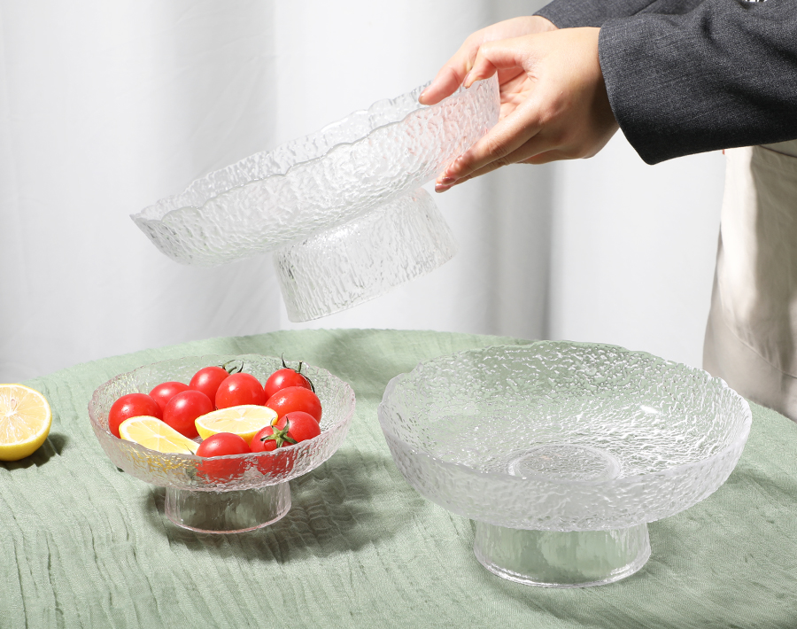 Luxury handmade glass plate with stem unique design gift promotion 