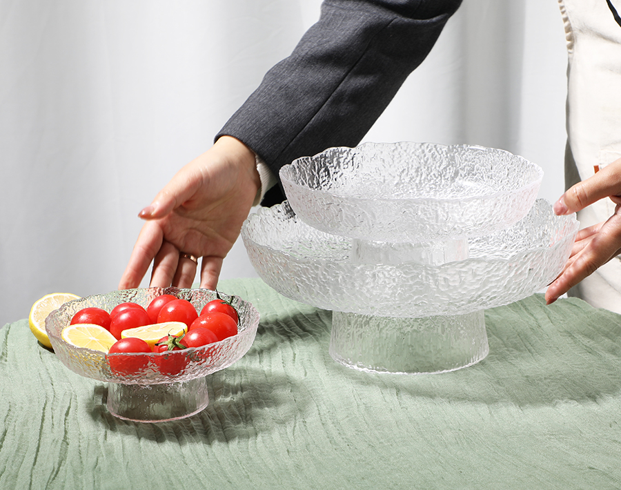 Luxury handmade glass plate with stem unique design gift promotion 