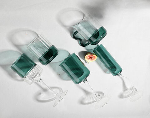 Full Spraying Color Borosilicate Glass Goblet Stemware Handmade Wine Glass Cup