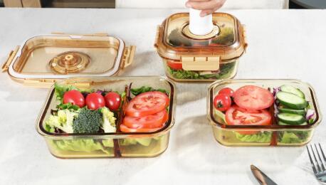 Amber Solid Color High Borosilicate Baking Lunch Box Series