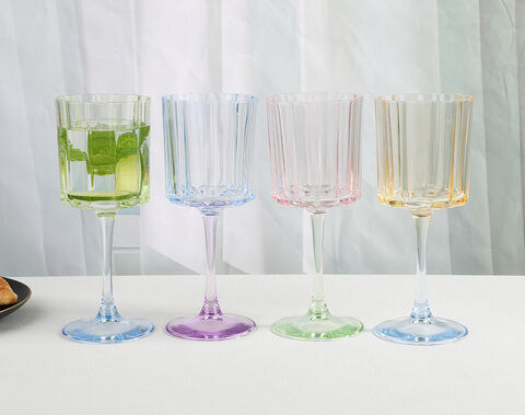 Colorful Flower Shape Vintage 400ml Glass Goblets 
